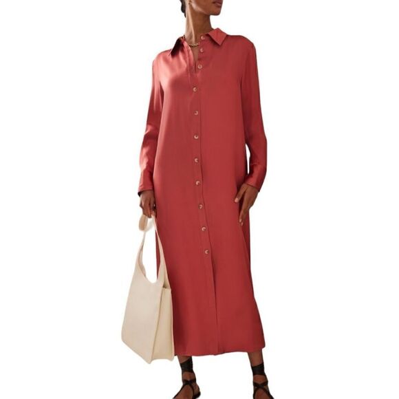 Loulou Studio Long Satin Shirtdress Size XS - Picture 5 of 12